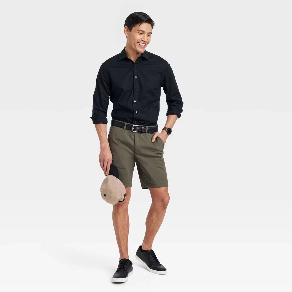 Men's Performance Long Sleeve Button-Down Dress Shirt - Goodfellow & Co Black M